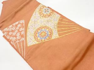 リサイクル　扇に華紋・桜模様織出し名古屋帯